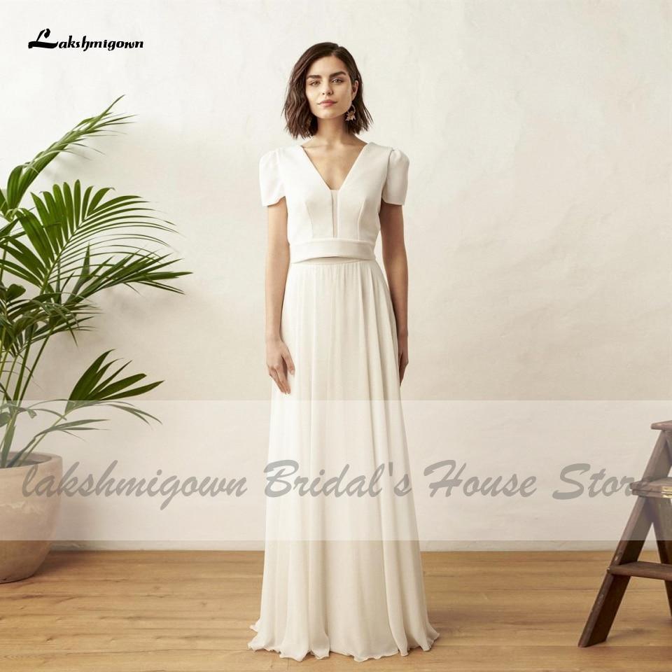 NumberSea Chic Bridal 2 Piece White Wedding Dress Beach Summer