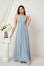 Numbersea Chiffon Halter Bridesmaid Dresses Long A-Line Formal Evening Dress 2805