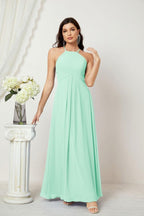 Numbersea Chiffon Halter Bridesmaid Dresses Long A-Line Formal Evening Dress 2805