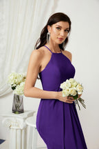 Numbersea Chiffon Halter Bridesmaid Dresses Long A-Line Formal Evening Dress 2805