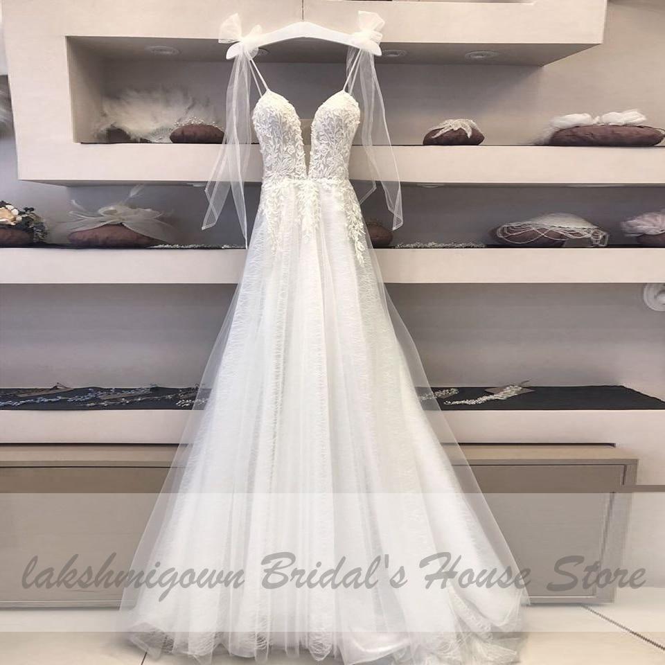 NumberSea Deep V-neck Sexy Boho Bridal Wedding Dress