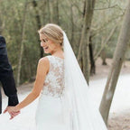 NumberSea Gorgeous Round Neck Sleeveless Sweep Train Mermaid Lace Wedding Dress,MW458