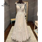 NumberSea Lace Appliques Illusion Sweep Train Cap Sleeve Blush Pink Boho Wedding Dress A Line Beach Bridal Gown trouwjurk Elegant 2025