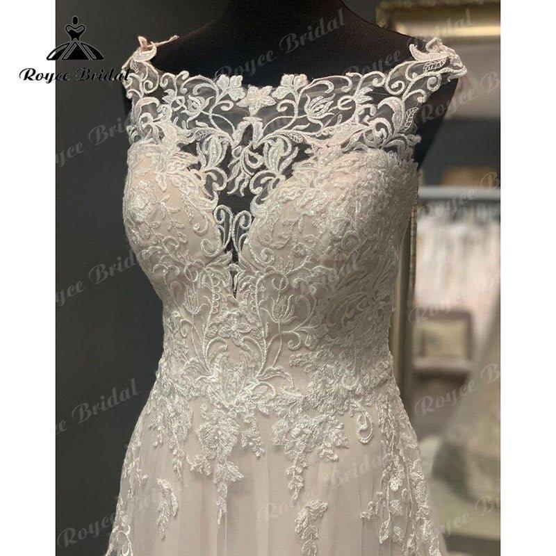 NumberSea Lace Appliques Illusion Sweep Train Cap Sleeve Blush Pink Boho Wedding Dress A Line Beach Bridal Gown trouwjurk Elegant 2025