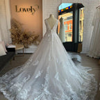 NumberSea Lace Floral A Line Wedding Dress for Women 2024 Backless Bridal Gown vestido de fiesta de boda