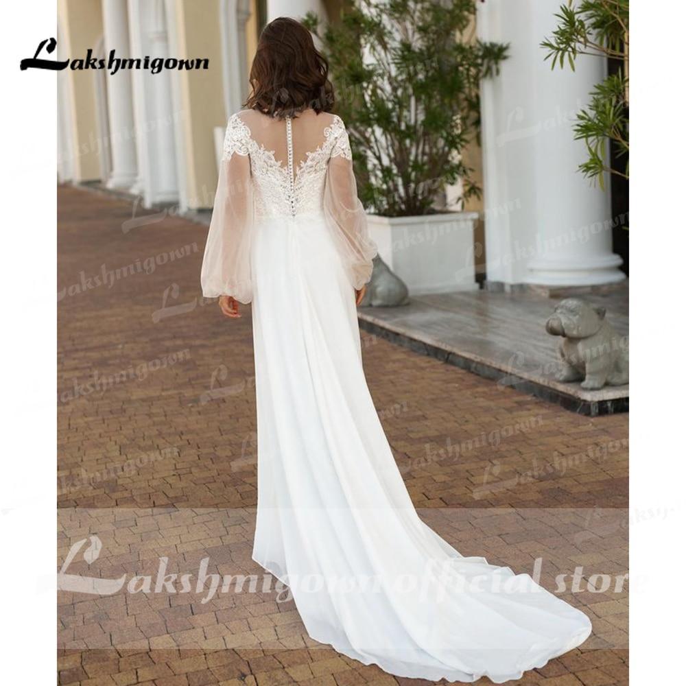 NumberSea Long Sleeve Lace Beach Wedding Dresses