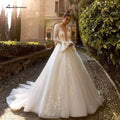 NumberSea Luxury Deep V Neck Wedding Dress Long Sleeves