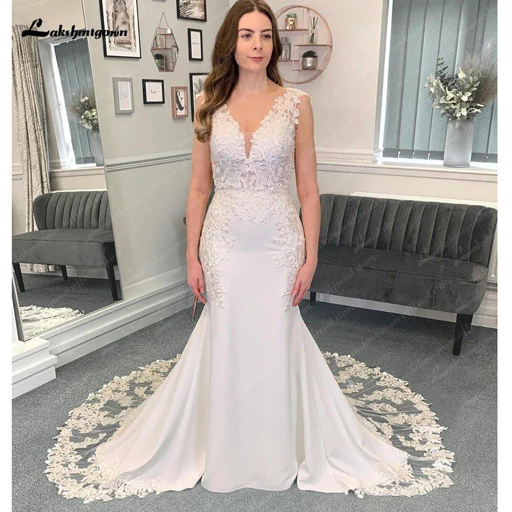 NumberSea Luxury Mermaid/Trumpet Lace Wedding Dress for Women 2025 Crepe Wedding Gowns vestido de boda corte sirena