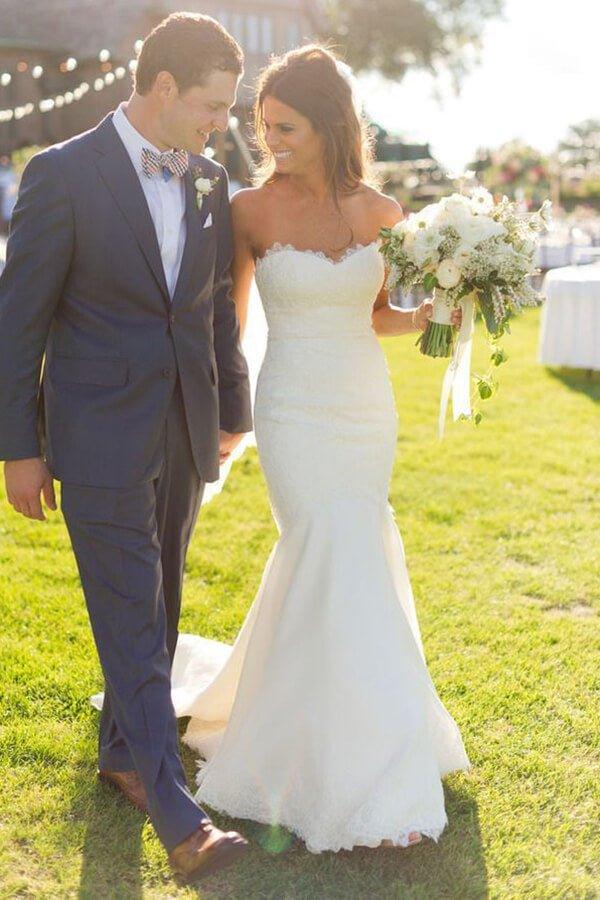 NumberSea Mermaid Lace Sweetheart Wedding Dresses With Train, Bridal Gowns, MW651