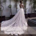 NumberSea Mermaid Wedding Dresses with Detachable Skirt Blush Pink