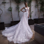 NumberSea Mermaid Wedding Dresses with Detachable Skirt Blush Pink