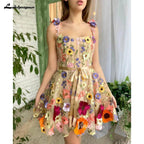 NumberSea Mini A-Line Skirt Lace Party Gowns With 3D Flowes Straps Sweetheart Formal Dresses Colorful Appliques Wedding Gown