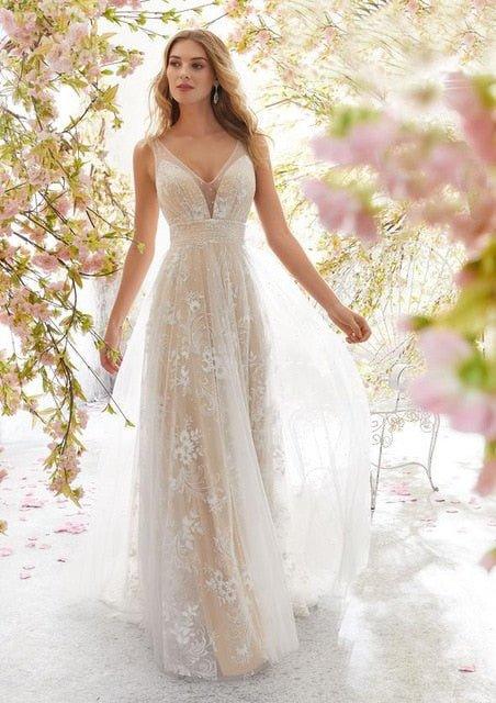 NumberSea New wedding dress sexy backless sleeveless lace dress for women