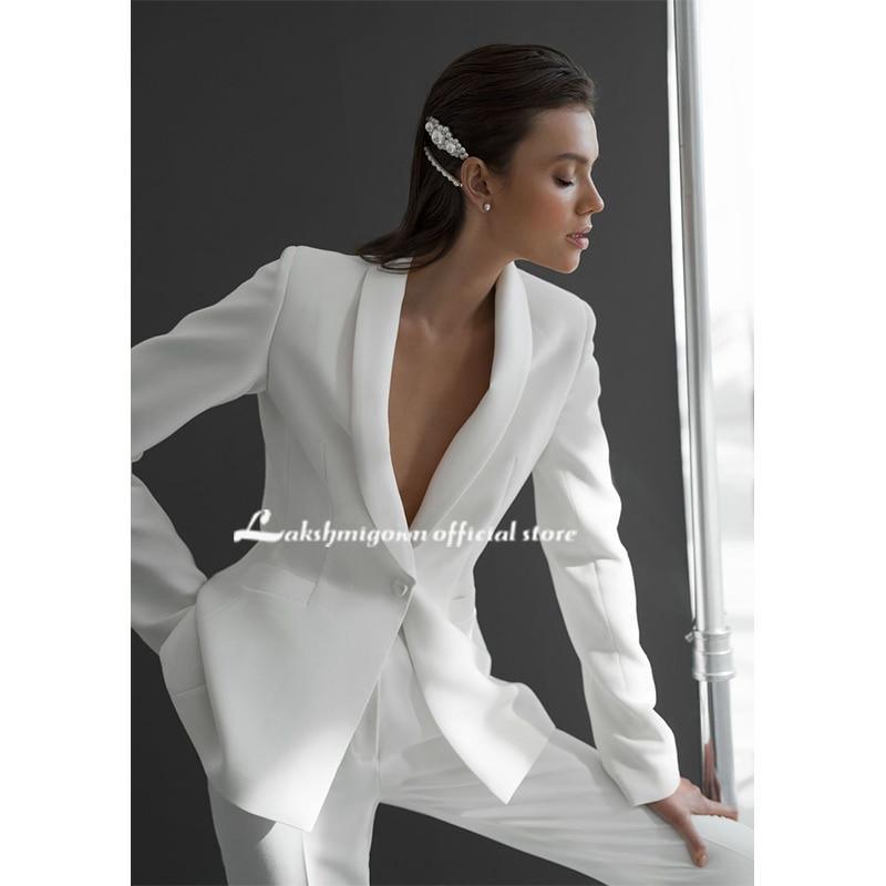 NumberSea Newest Elegant Satin V-neck Wedding Dress