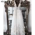 NumberSea Pretty 3D Flower Pearls Wedding Dresses robe mariage femme Sexy Backless Lace Sexy Beach Bridal Gowns Vestido De Noiva Casamento