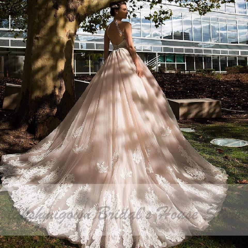 NumberSea Princess Blush Pink Tulle Wedding Dress