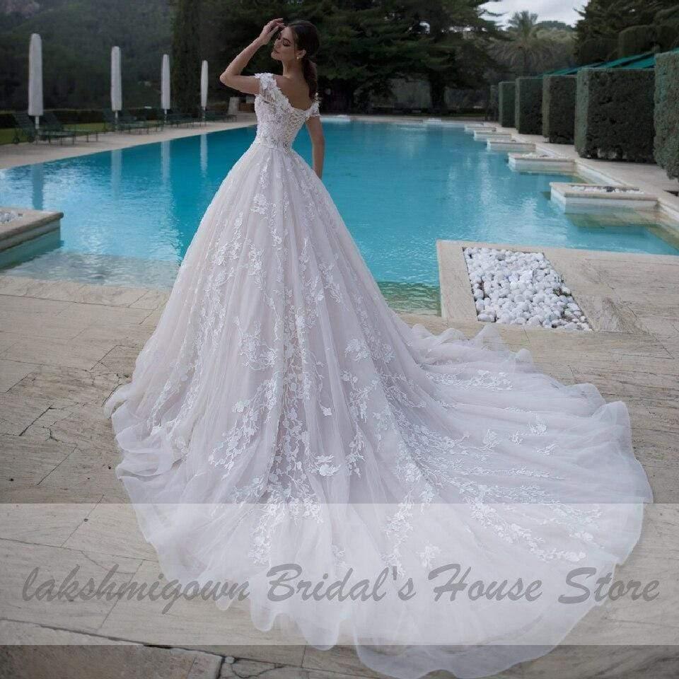 NumberSea Princess Bridal Gown Vintage Lace Wedding Dresses Off the Shoulder