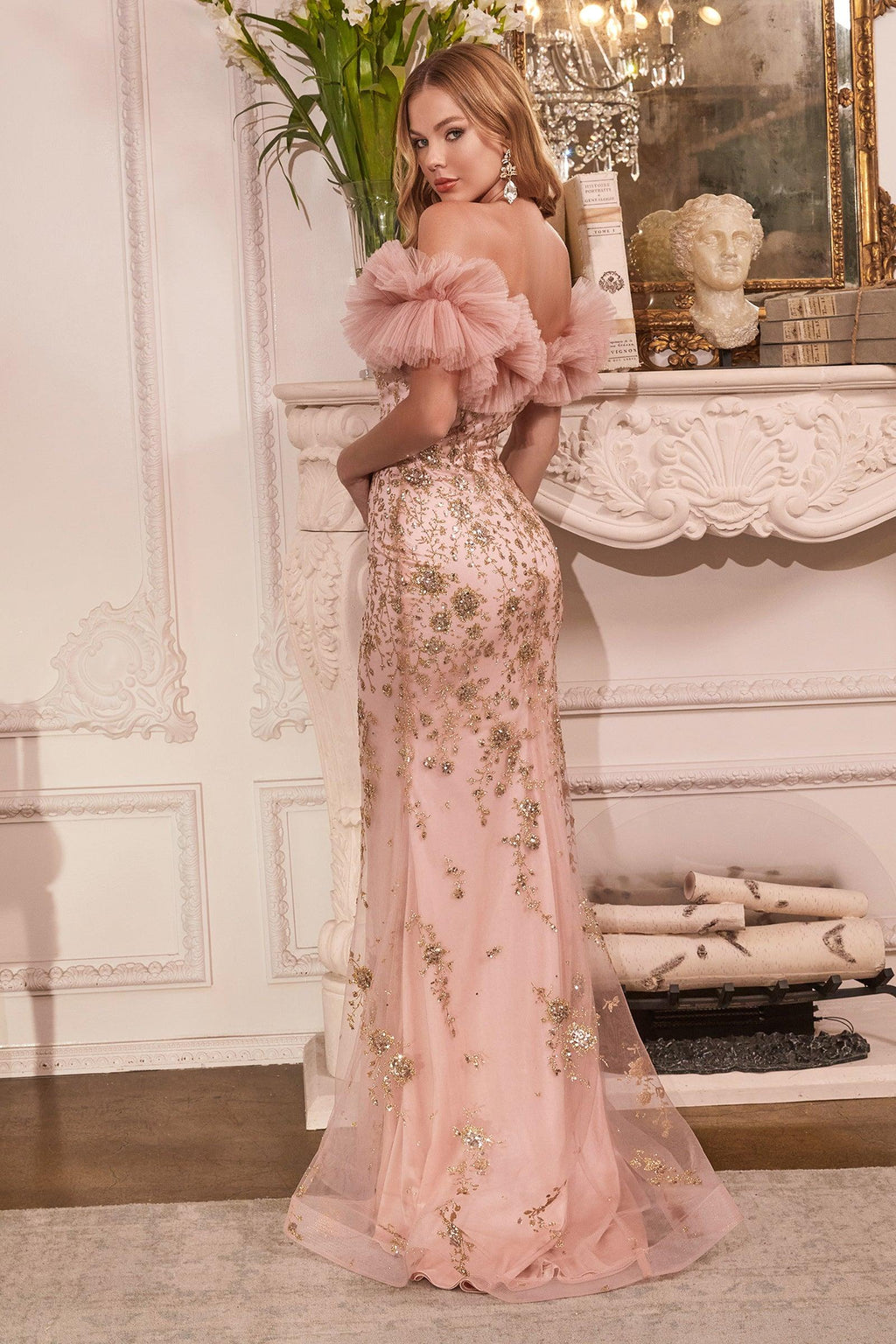 Off Shoulder Long Prom Gown