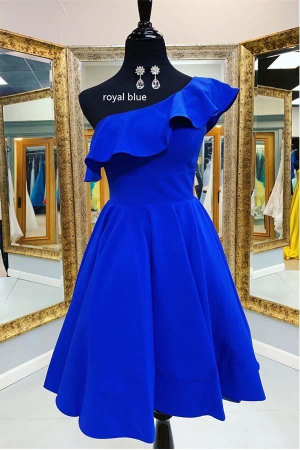 One Shoulder Ruffled Short Prom Dress Homecoming Dress