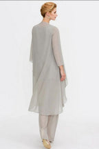Pantsuit 3 Piece Suit Mother of the Bride Dress Plus Size Floor Length Chiffon