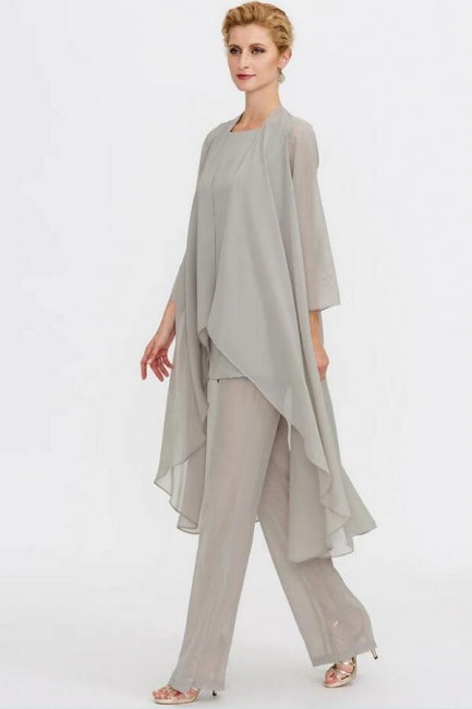 Pantsuit 3 Piece Suit Mother of the Bride Dress Plus Size Floor Length Chiffon