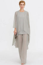 Pantsuit 3 Piece Suit Mother of the Bride Dress Plus Size Floor Length Chiffon