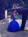 Princess Satin Tulle Sleeveless Strapless Wedding First Communion Pageant Flower Girl Dresses