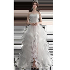 NumberSea Vestido De Noiva 2021 New Front Short Long Back Strapless Wedding Dress Sweet Bride Dress With Train Custom Made Wedding Gown L