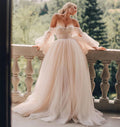 NumberSea Wedding Dress Ball Gowns Long Puff Sleeve Champagne Off Shoulder Brilliant Brdal Gowns robe de mariée bohème vestidos de novia