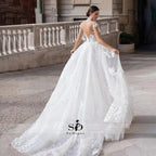 NumberSea Wedding Dress 2021 Short Sleeves Appliques Mermaid Bridal Dress With Detachable Train Over skirt Lace Wedding Gowns