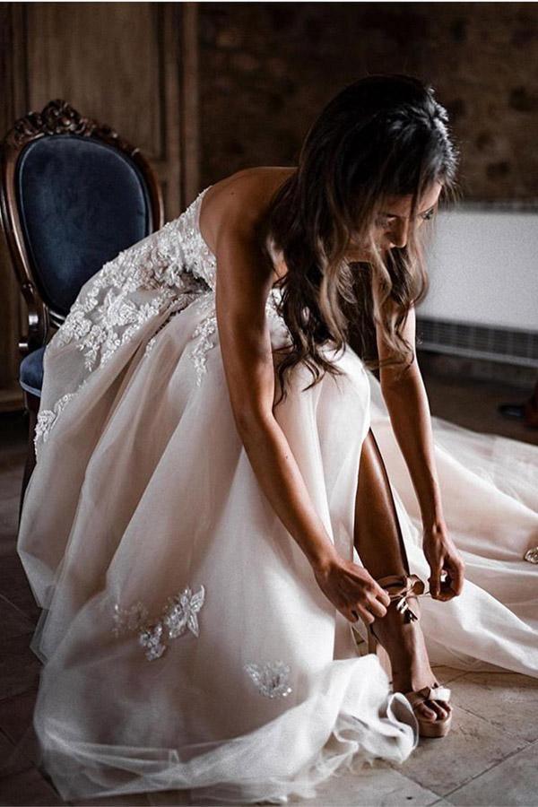 Romantic Sweetheart Wedding Dress Bohemio Bridal Gowns With 3D Lace