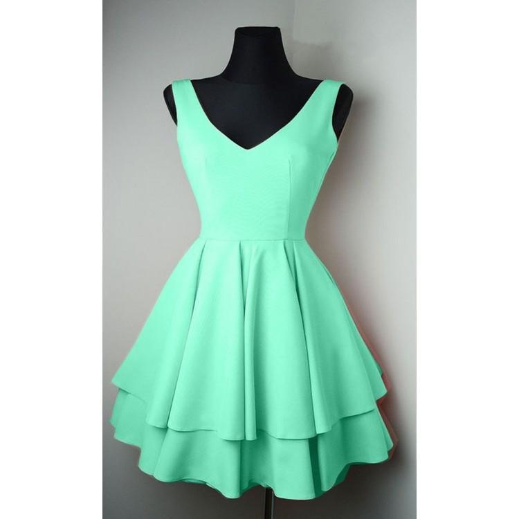 Simple V Neck Satin Pretty Homecoming Dresses Short Prom Dresses
