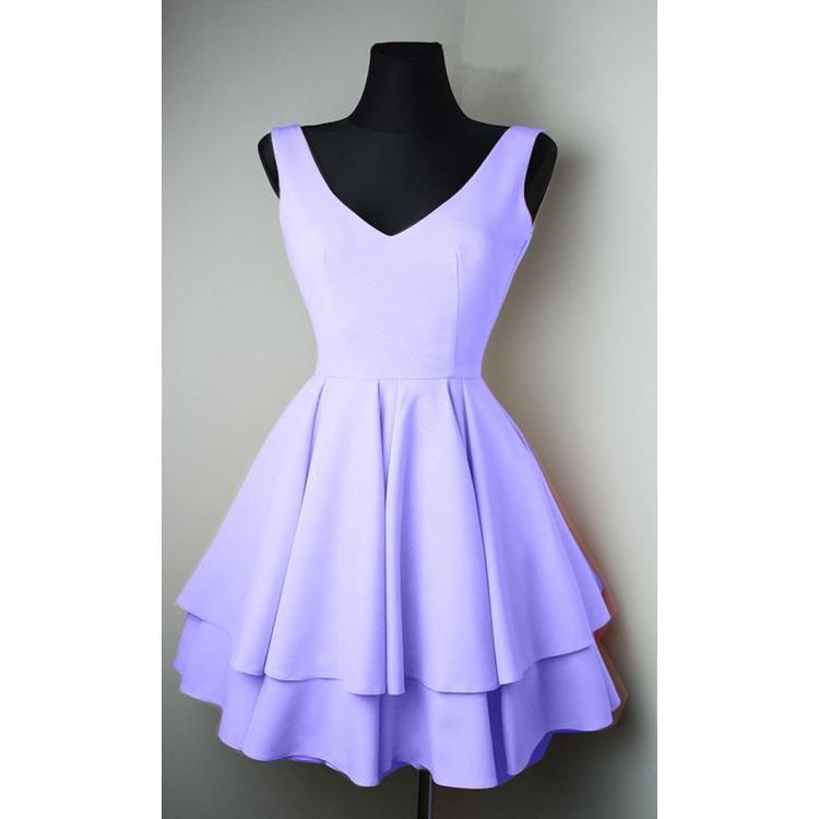Simple V Neck Satin Pretty Homecoming Dresses Short Prom Dresses