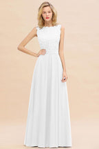 Sleeveless A-line Evening Maxi Gown Lace Appliques Floor Length Bridesmaid Dress Formal Party Gown