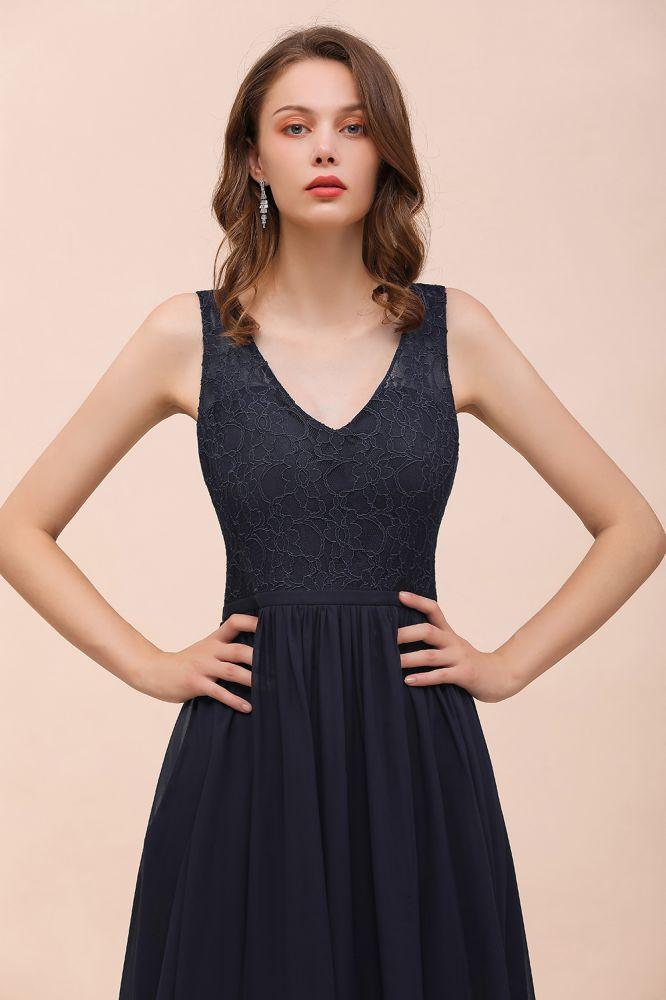 Sleeveless Black A-line Evening Maxi Dress Chiffon Bridesmaid Dress Formal Dress