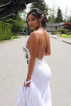 Spaghetti Straps Pretty Mermaid Lace Appliques Sexy Backless Elegant Wedding Dresses