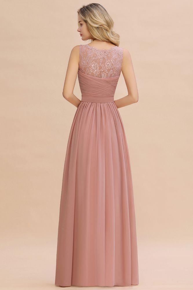 V-Neck Aline Ruffle Chiffon Bridesmaid Dress Sleeveless Floral Evening Swing Dress