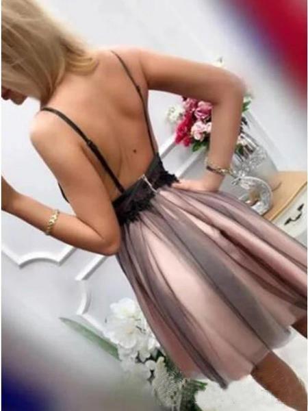 V-neck Short Homecoming Dresses  Beaded Short Formal Dress