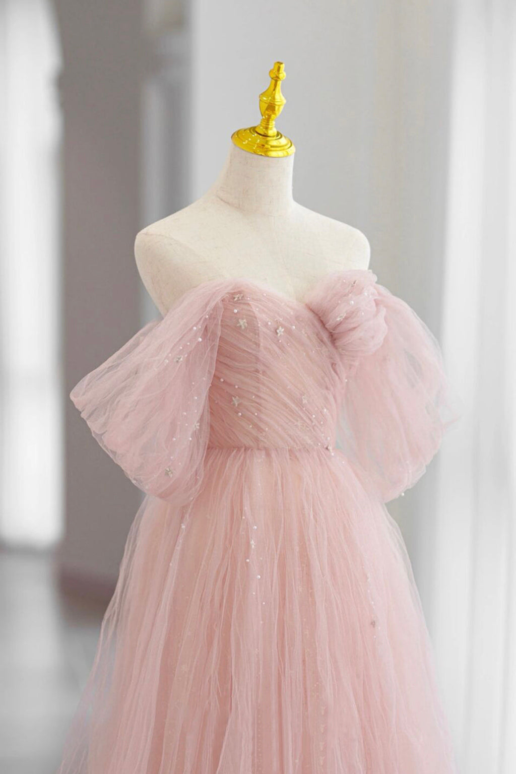 Tulle Floor Length Prom Dress, Cute A-Line Evening Party Dress