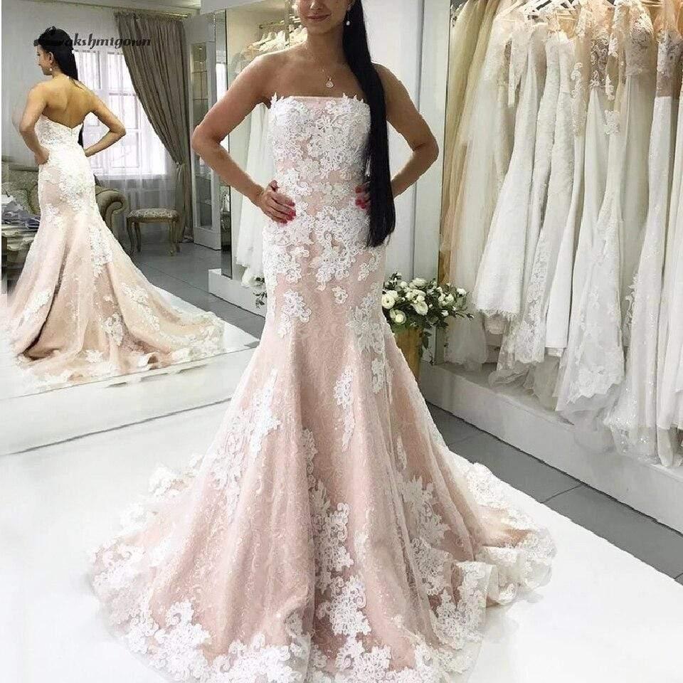 NumberSea Vintage Lace Wedding Dress Mermaid Style Off Shoulder
