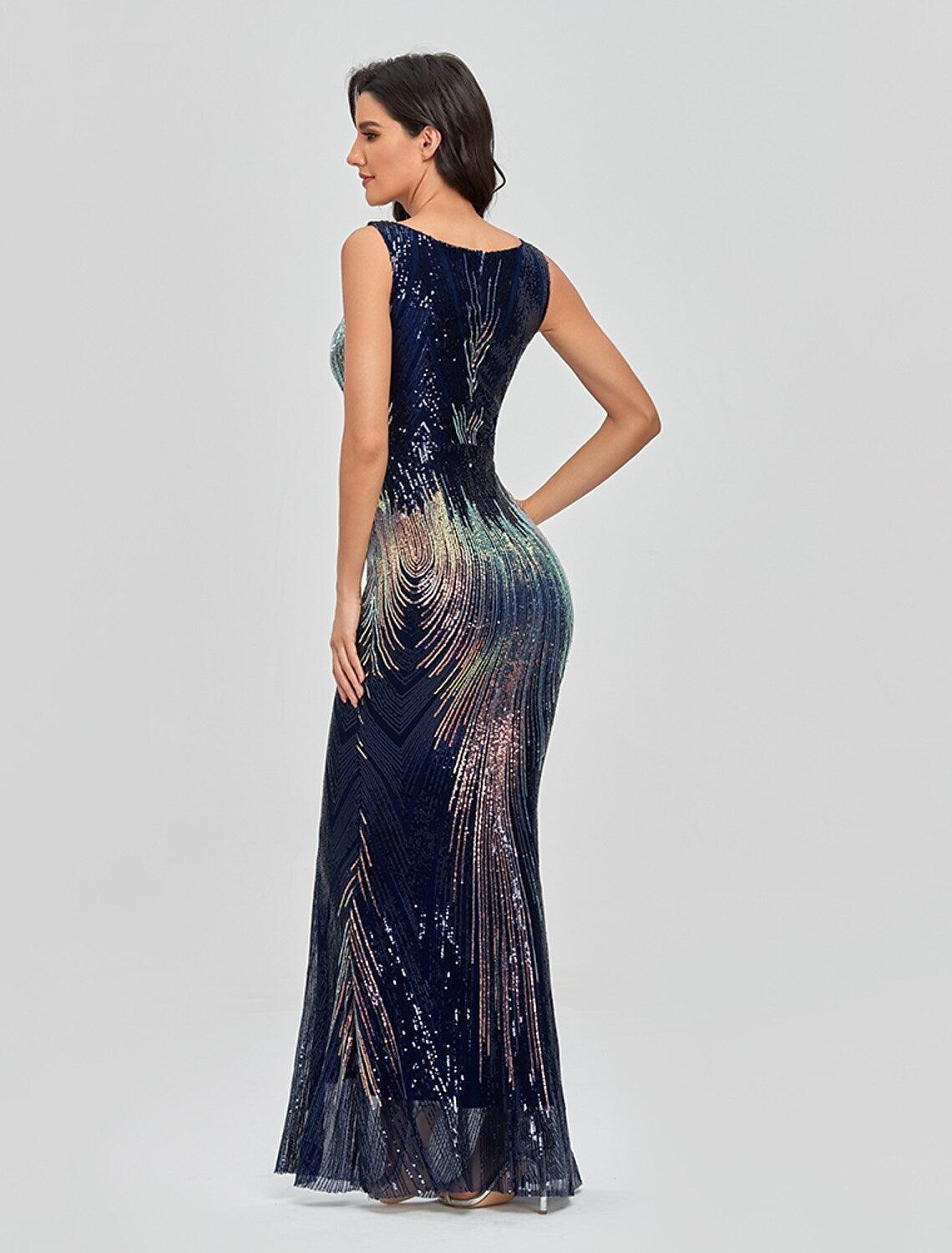 Mermaid / Trumpet Sexy Sparkle & Shine Party Wear Formal Evening Dress Jewel Neck Sleeveless Floor Length Sequined with Sequin