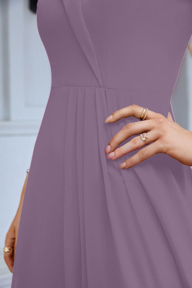 Women's thin strap off the shoulder bridesmaid mopping the floor evening dress 28093