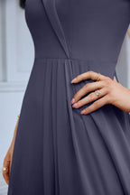 Women's thin strap off the shoulder bridesmaid mopping the floor evening dress 28093